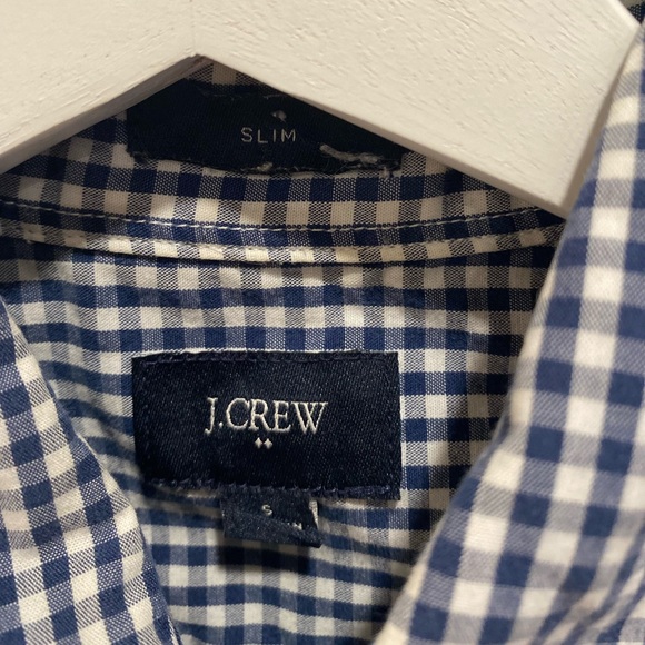 Jcrew navy and white checked button down slim fit -S - Picture 2 of 3